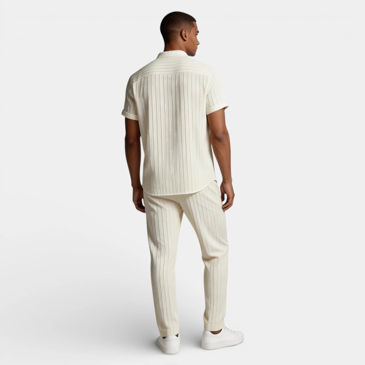Button-Up Shirt Straight Leg Pants Two-Piece Set for Men