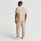 Button-Up Shirt Straight Leg Pants Two-Piece Set for Men