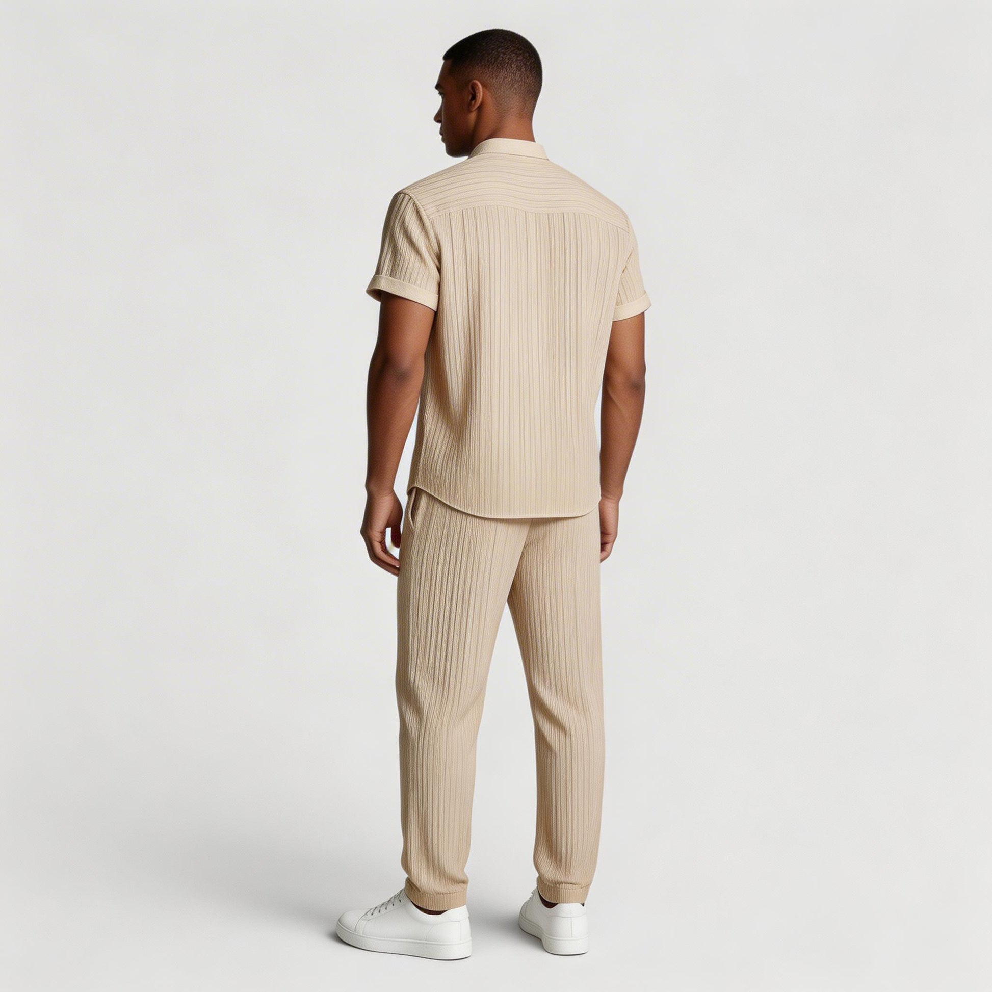 Button-Up Shirt Straight Leg Pants Two-Piece Set for Men