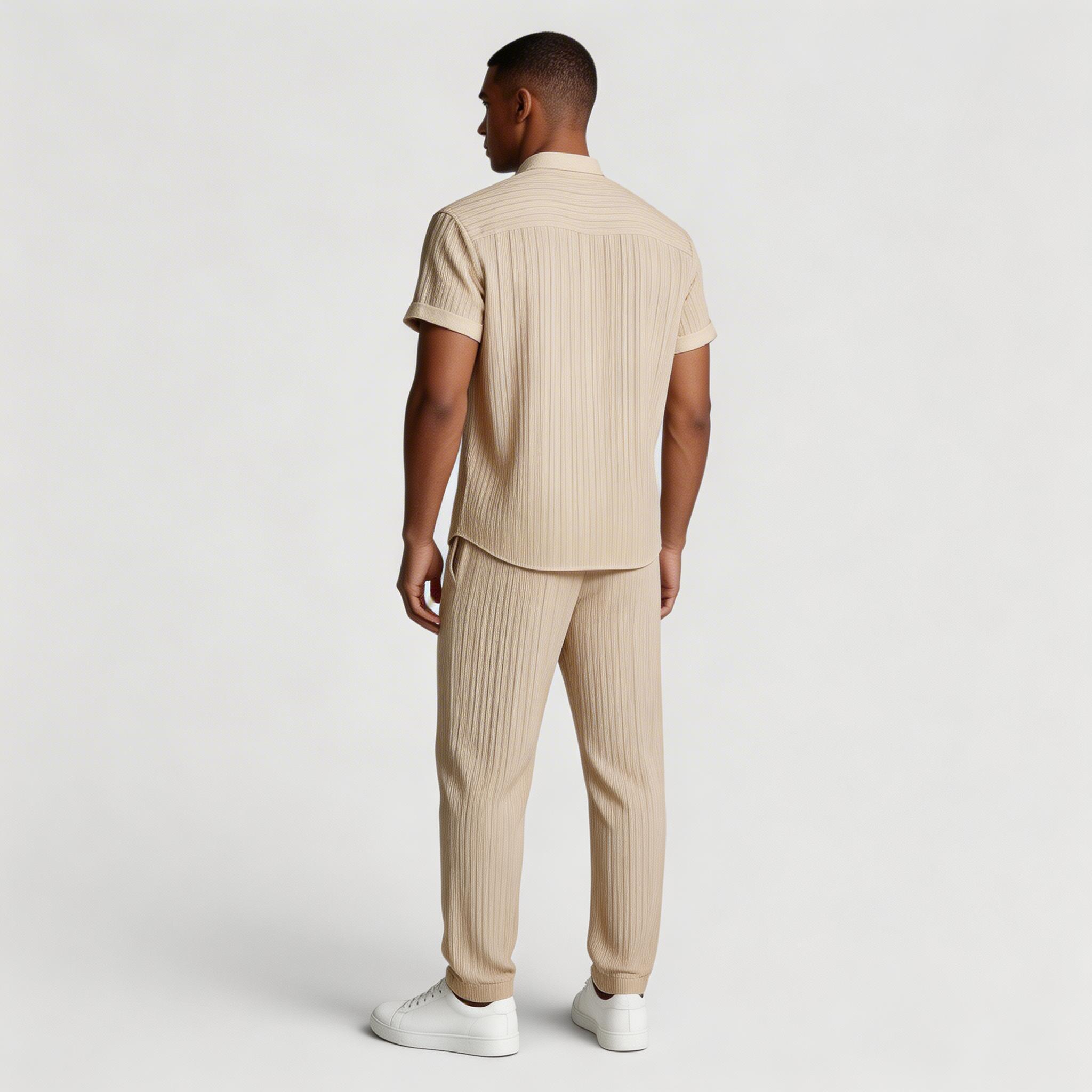 Button-Up Shirt Straight Leg Pants Two-Piece Set for Men