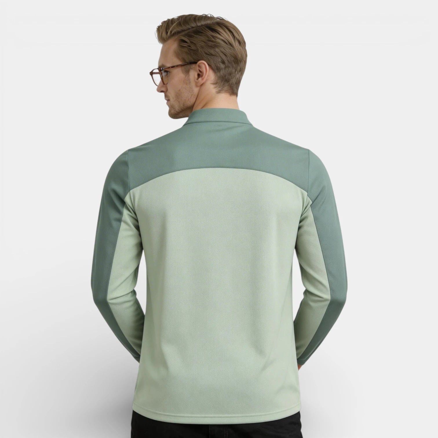 Quarter-Zip Pullover Stand Collar Regular Fit for Men