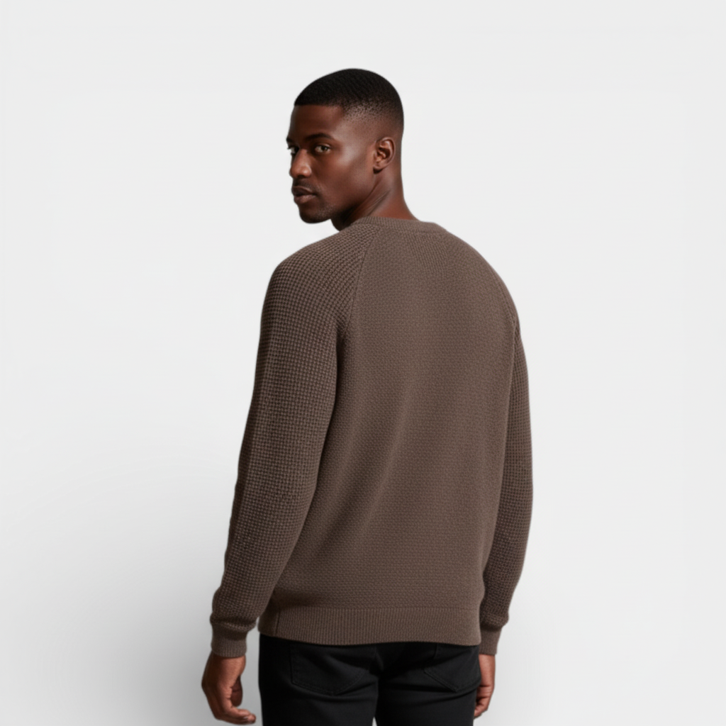 Textured Crewneck Knit Sweater Regular Fit for Men