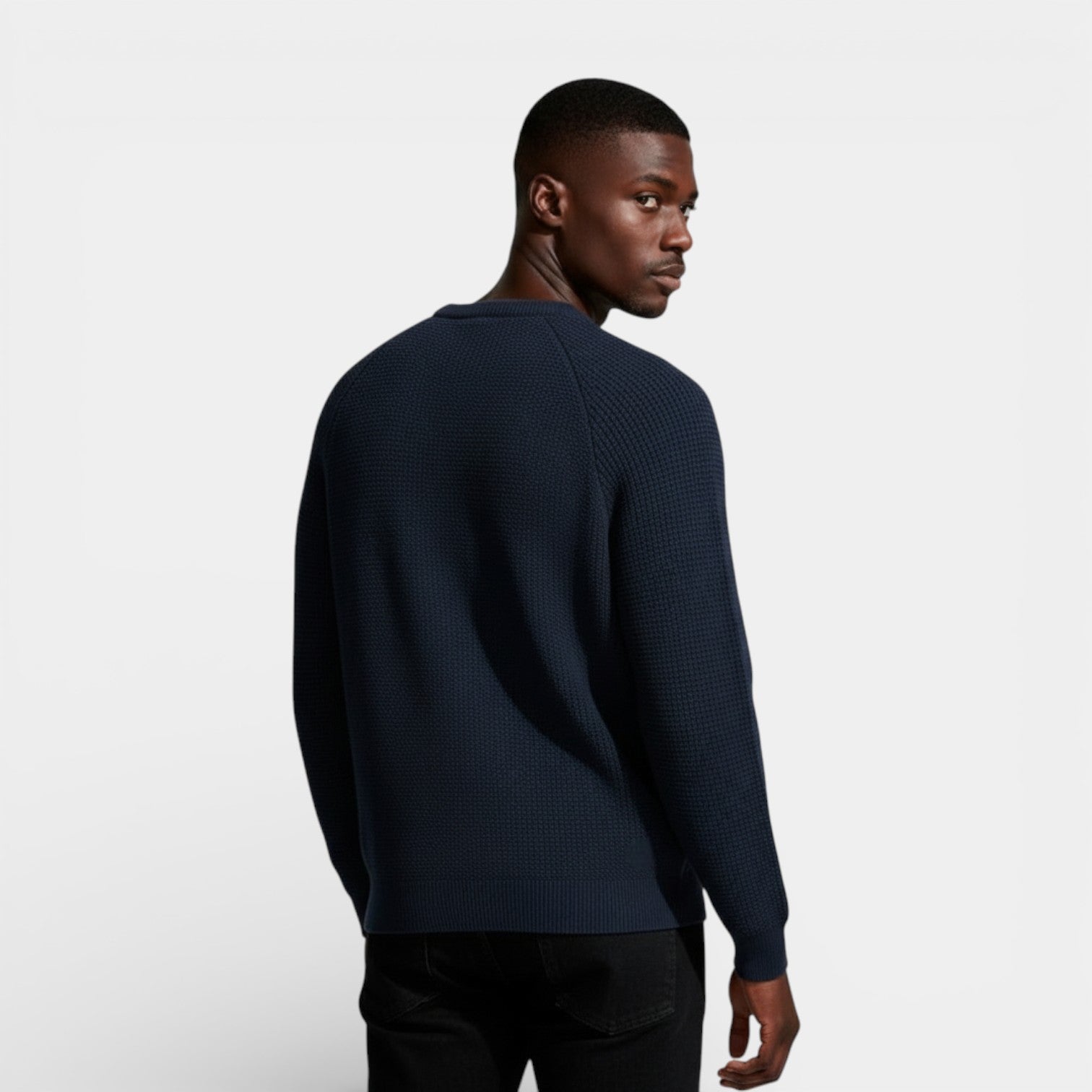 Textured Crewneck Knit Sweater Regular Fit for Men