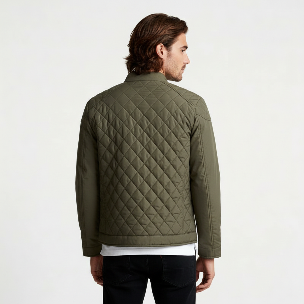 Quilted Zip Jacket Stand Collar Regular Fit for Men