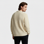 Relaxed Fit Fisherman Crewneck Knit Sweater for Men