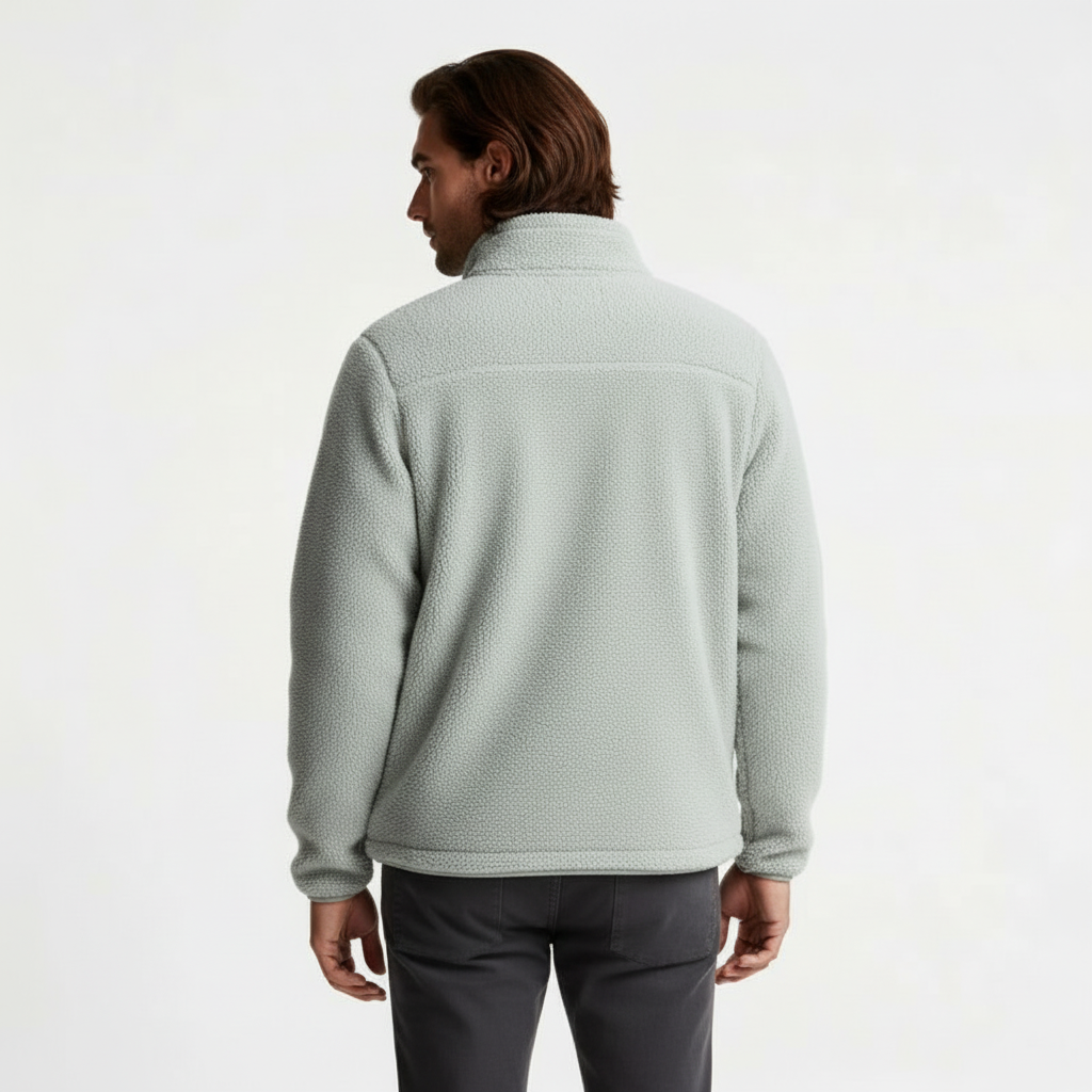 Fleece Full-Zip Stand Collar Jacket Regular Fit for Men