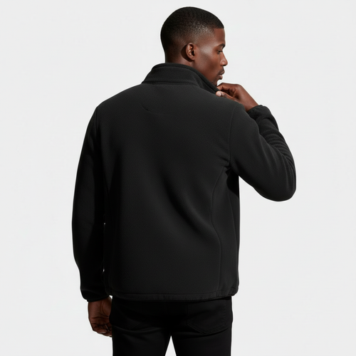 Fleece Full-Zip Jacket Stand Collar Regular Fit for Men