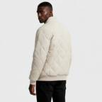 Diamond-Stitch Zip Jacket Stand Collar Regular Fit for Men