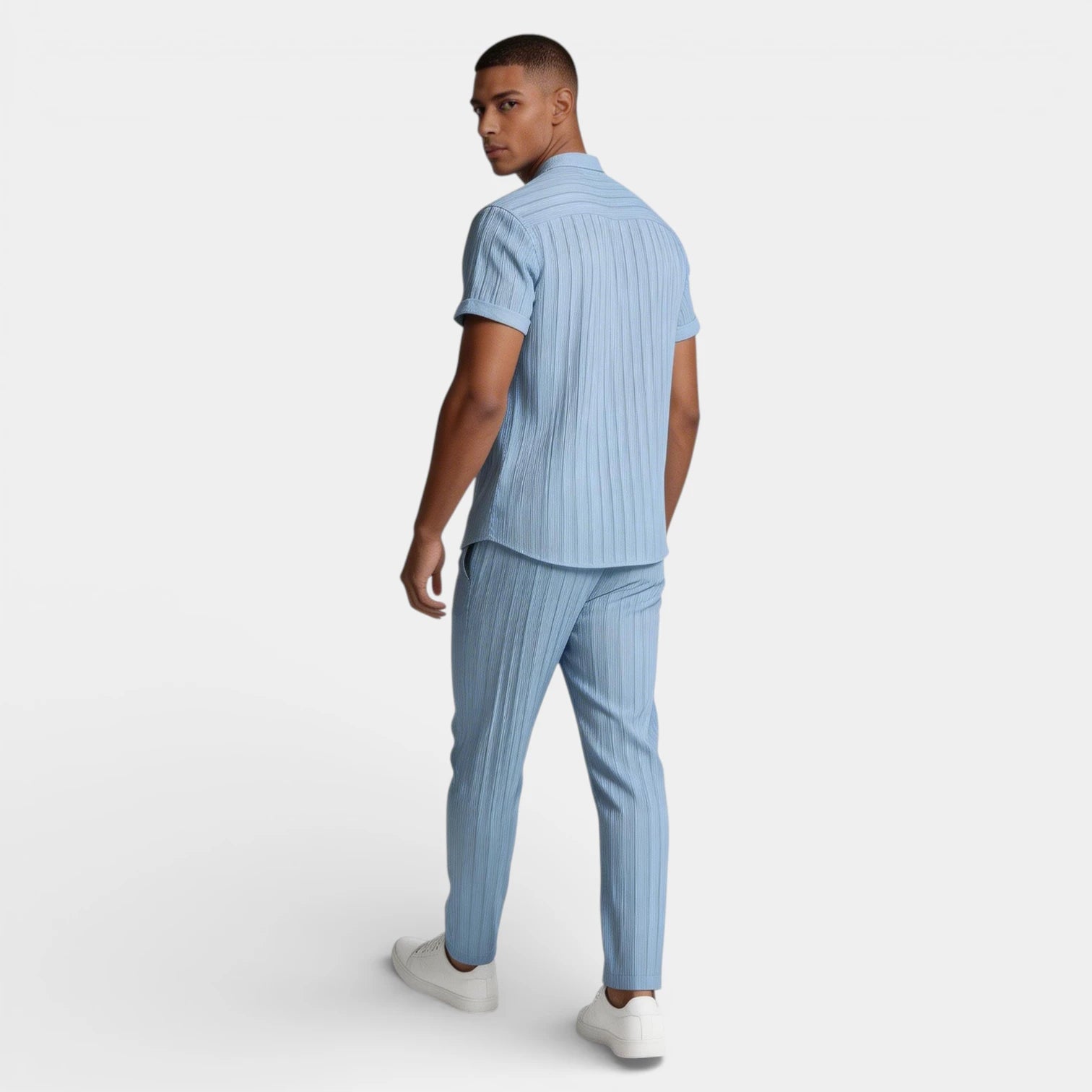 Button-Up Shirt Straight Leg Pants Two-Piece Set for Men