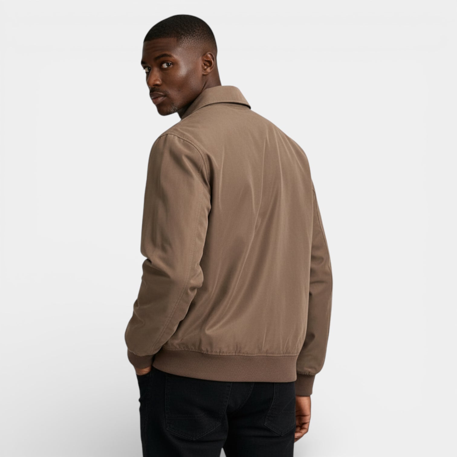 Zip-Up Point Collar Jacket Regular Fit for Men