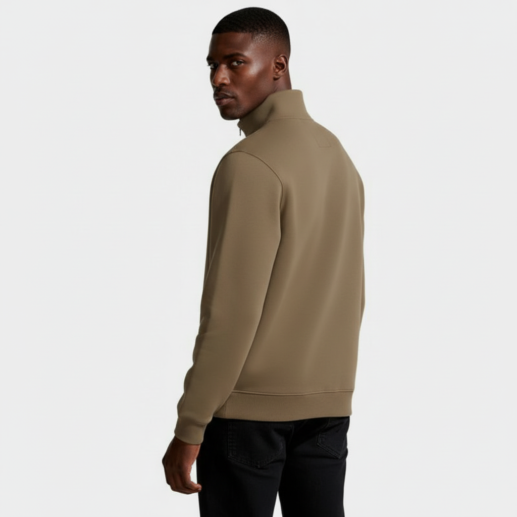 Long Sleeve Quarter-Zip Pullover Sweater for Men