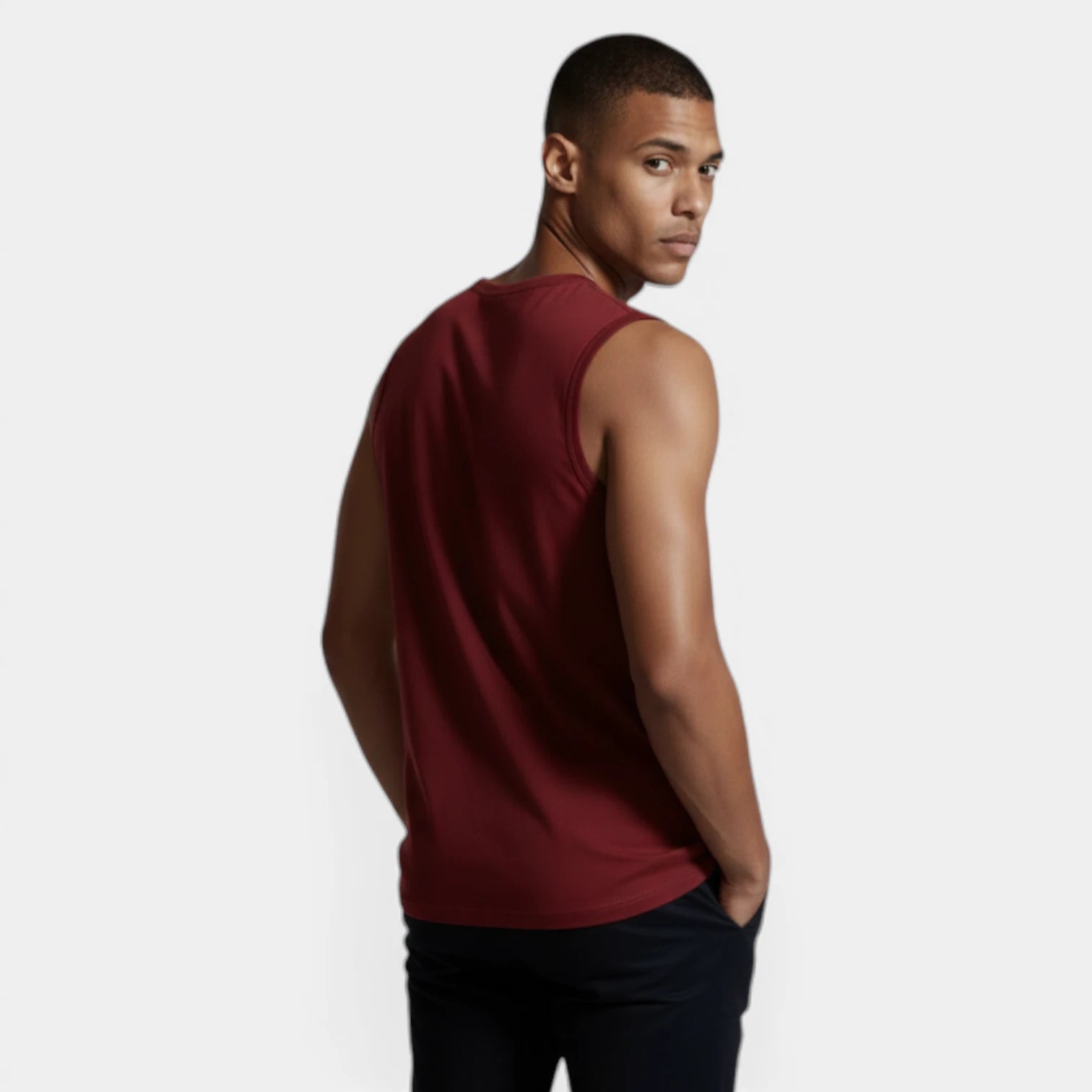 Sleeveless Crewneck Tank Curved Hem for Men