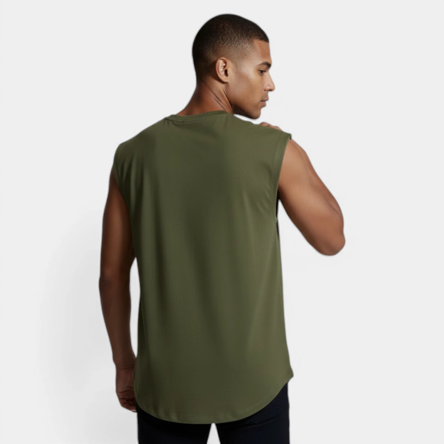 Sleeveless Crewneck Tank Curved Hem for Men