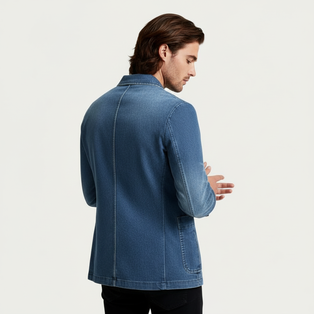 Denim Blazer Jacket Tailored Regular Fit for Men