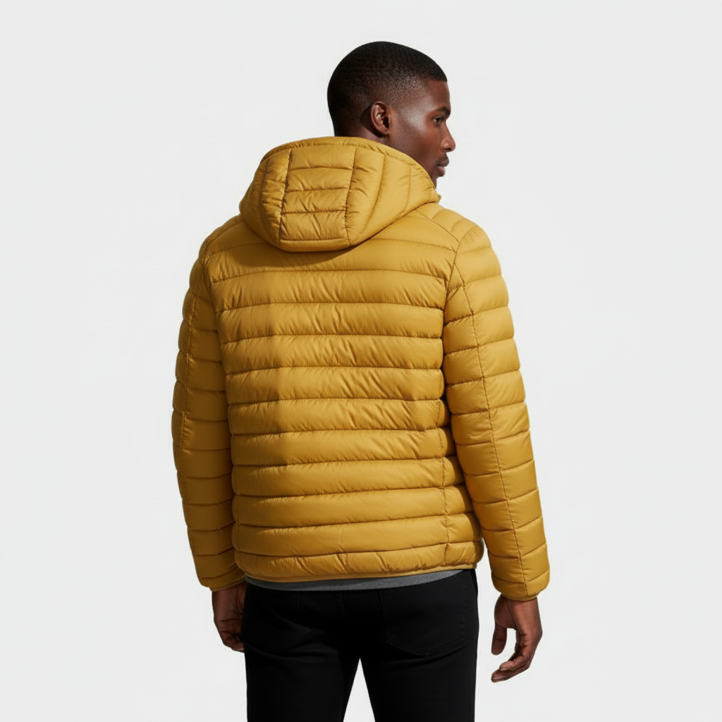 Hooded Quilted Jacket Lightweight Padded for Men