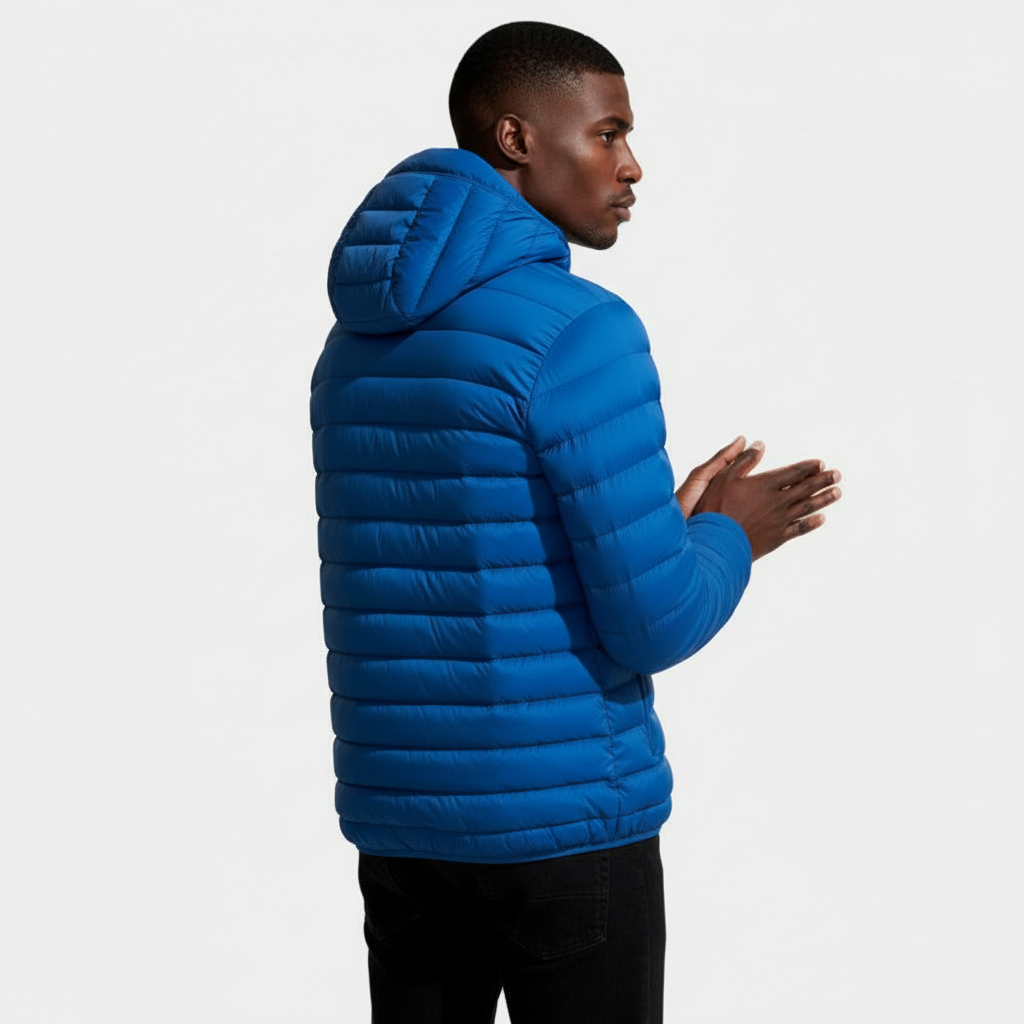Hooded Quilted Jacket Lightweight Padded for Men