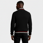 Cable Knit Half-Zip Sweater Ribbed Trim for Men