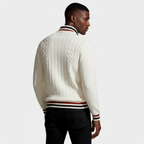 Cable Knit Half-Zip Sweater Ribbed Trim for Men