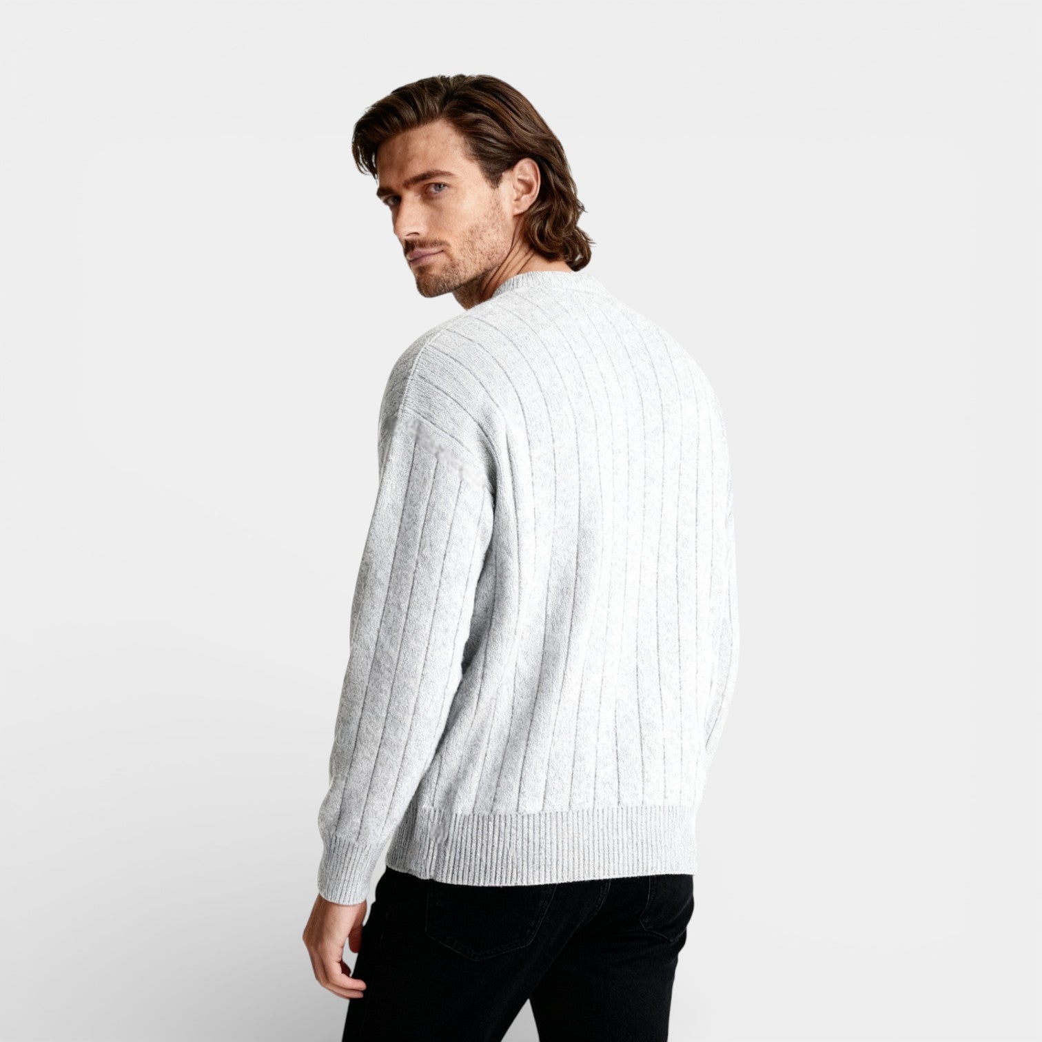 Ribbed Knit Henley Sweater Regular Fit for Men