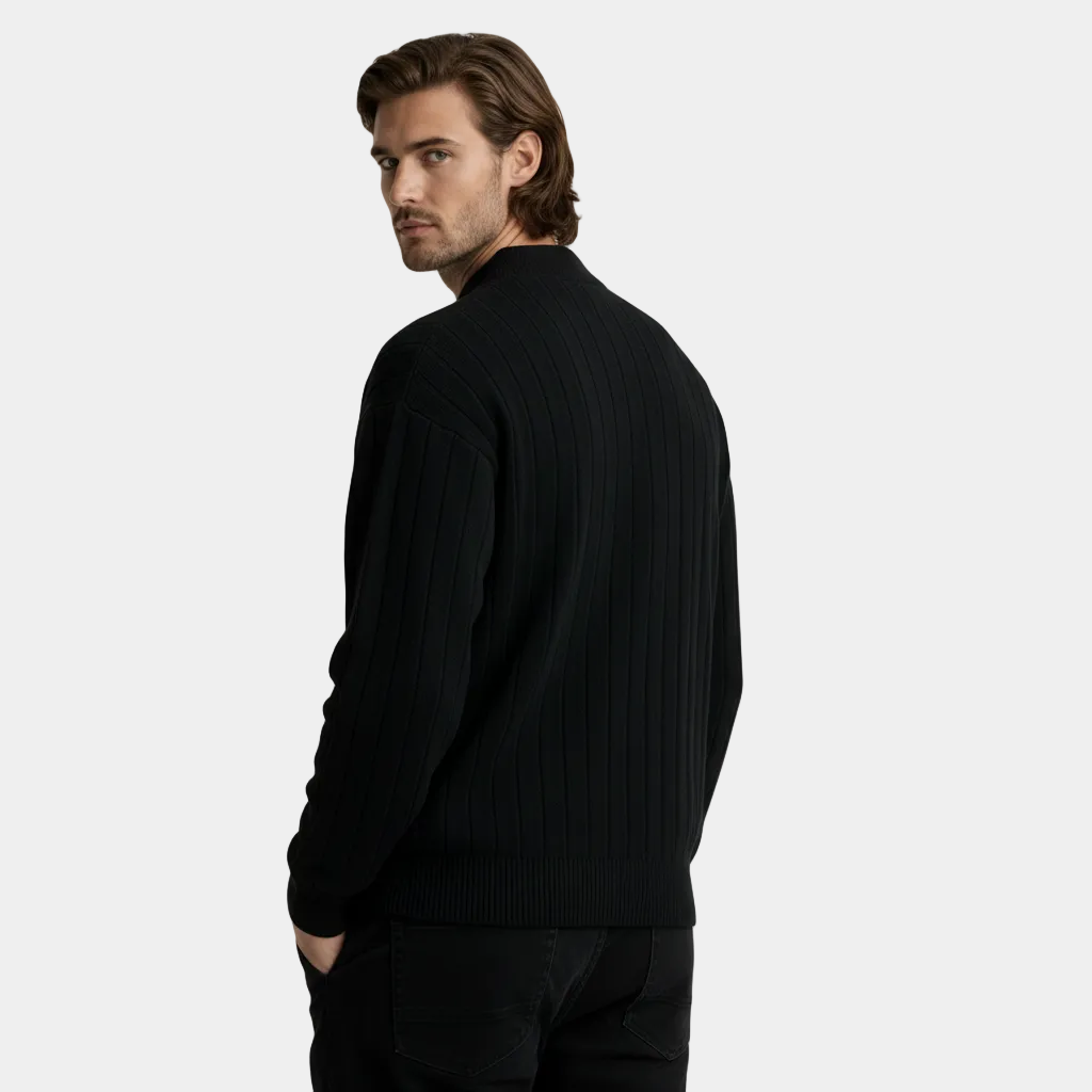 Ribbed Knit Henley Sweater Regular Fit for Men