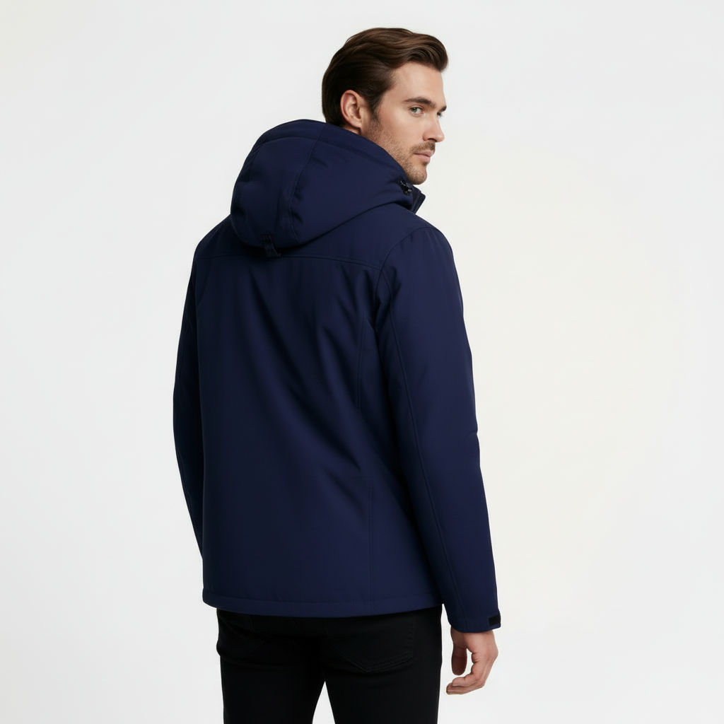 Hooded Zip-Front Jacket Structured Fit for Men