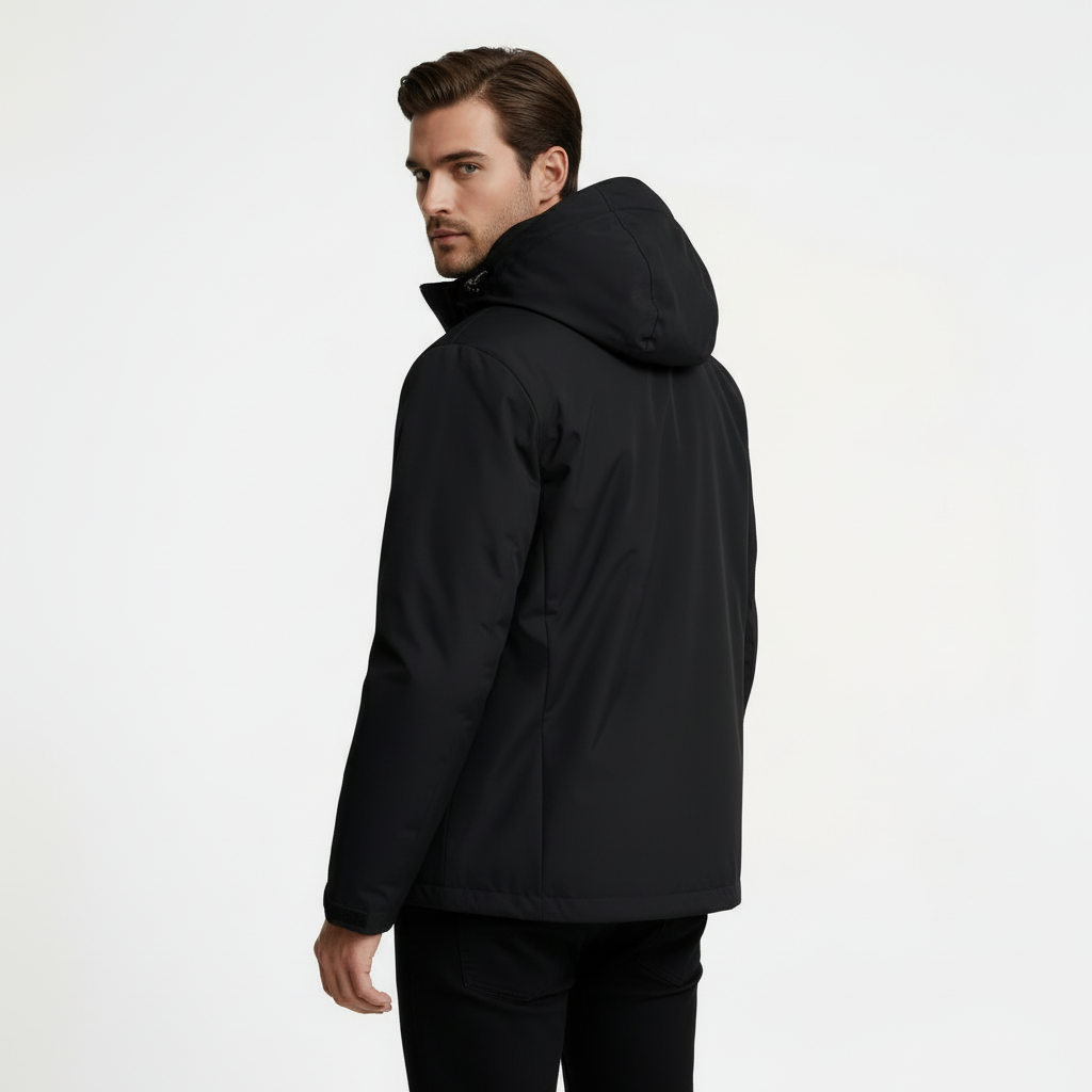 Hooded Zip-Front Jacket Structured Fit for Men