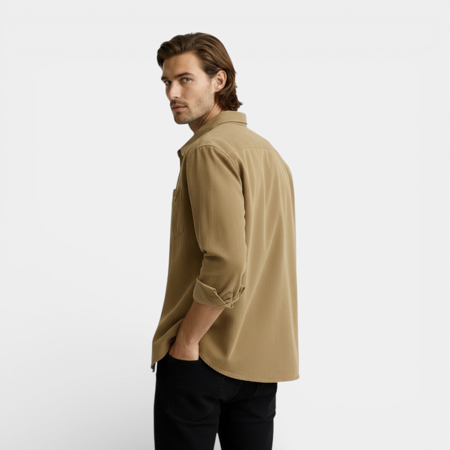 Long Sleeve Button-Down Shirt Relaxed Fit for Men