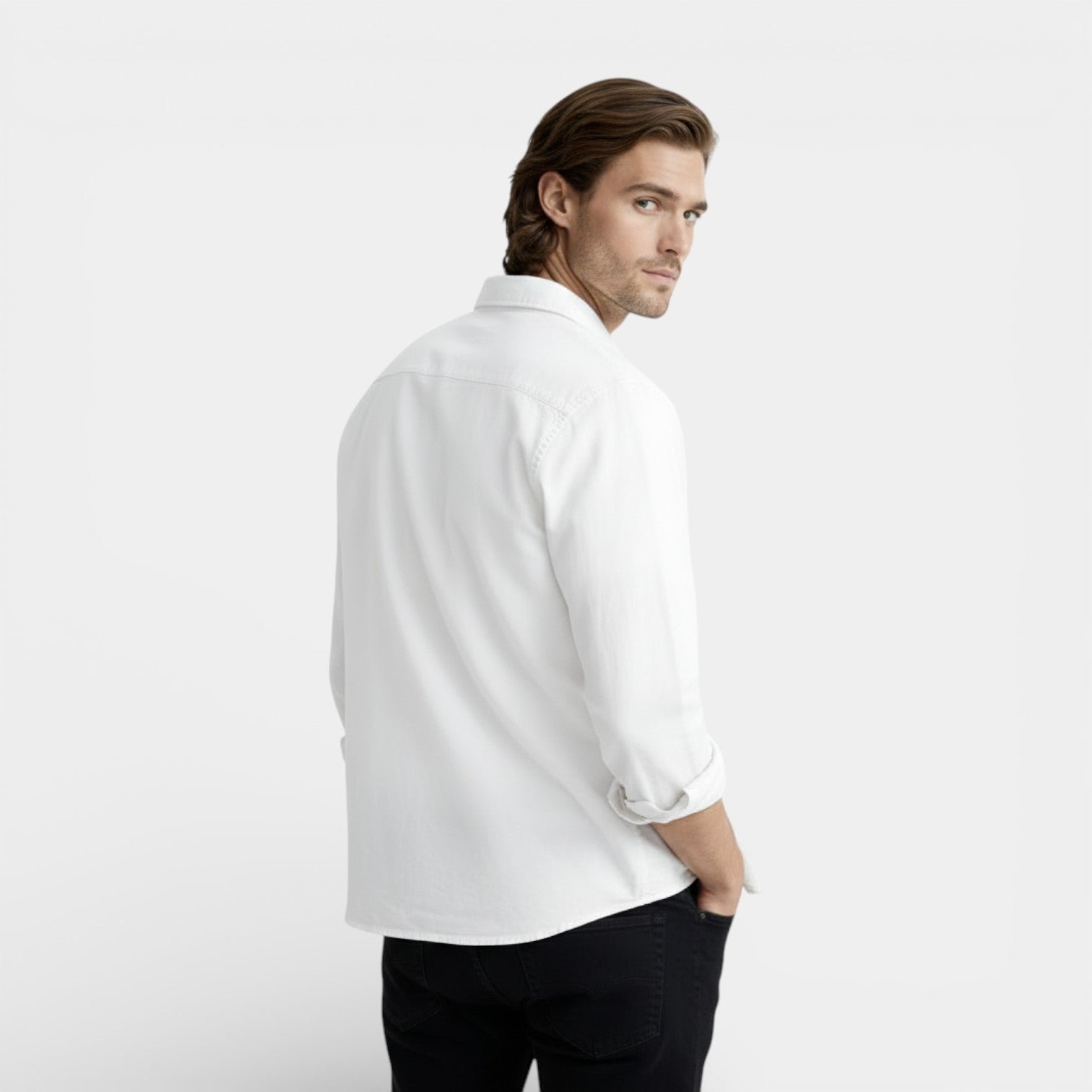 Long Sleeve Button-Down Shirt Relaxed Fit for Men