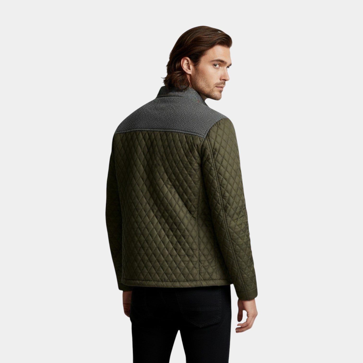 Quilted Jacket Regular Fit Zip-Up Lightweight for Men