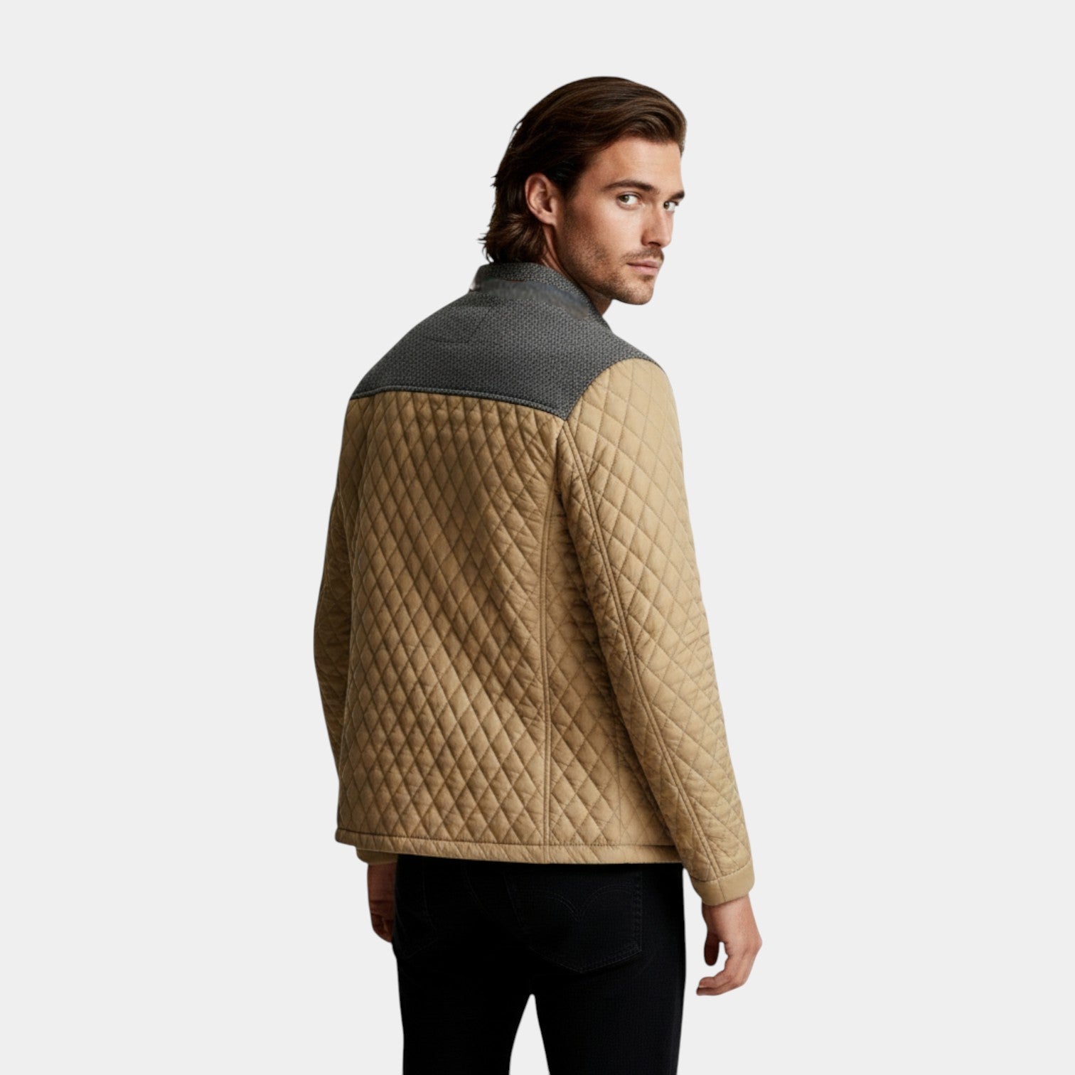Quilted Jacket Regular Fit Zip-Up Lightweight for Men
