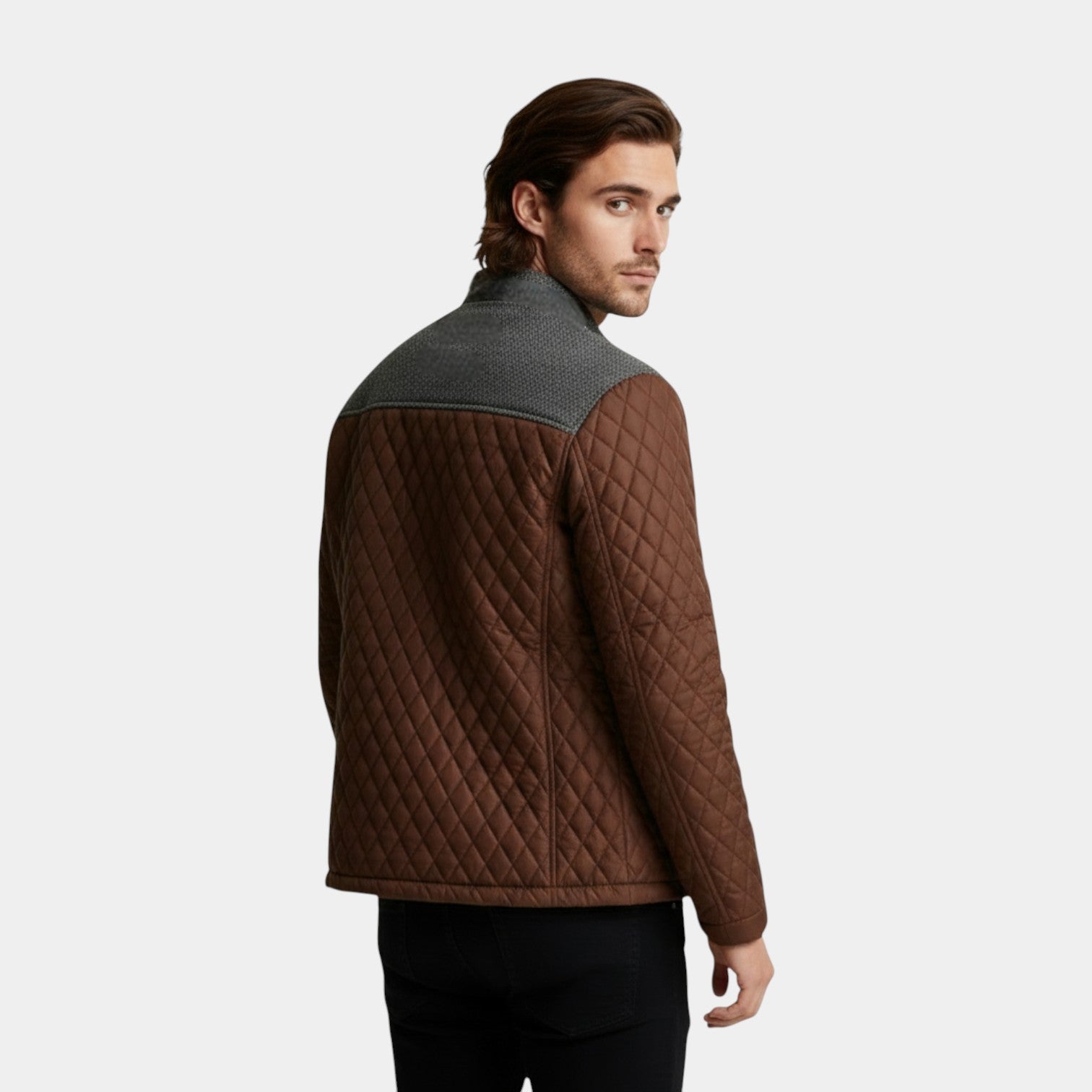 Quilted Jacket Regular Fit Zip-Up Lightweight for Men