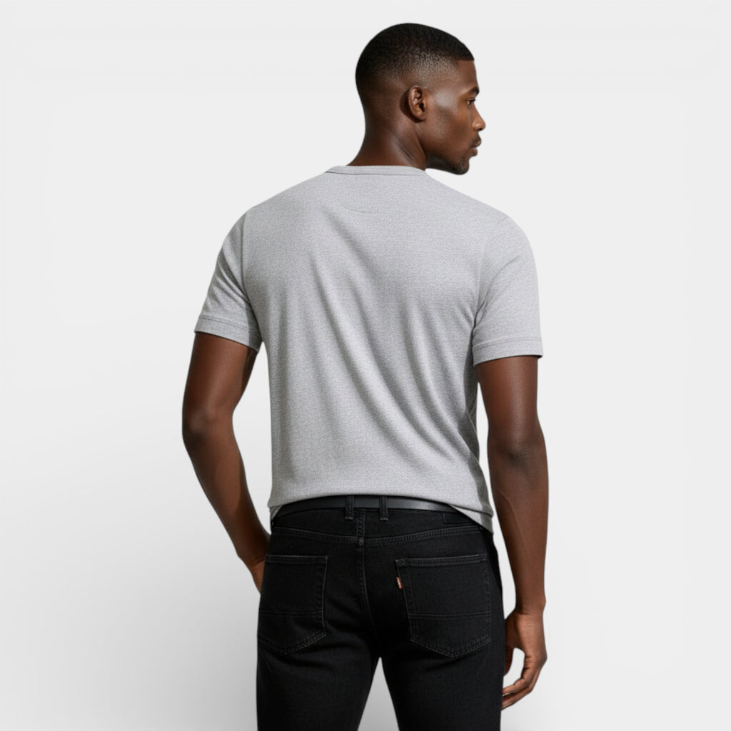 Henley T-Shirt Short Sleeve Button Placket for Men