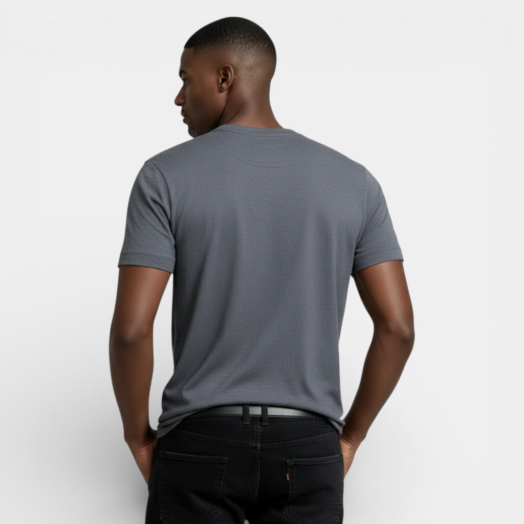 Henley T-Shirt Short Sleeve Button Placket for Men