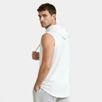 Sleeveless Drawstring Hooded Pullover Relaxed Fit for Men