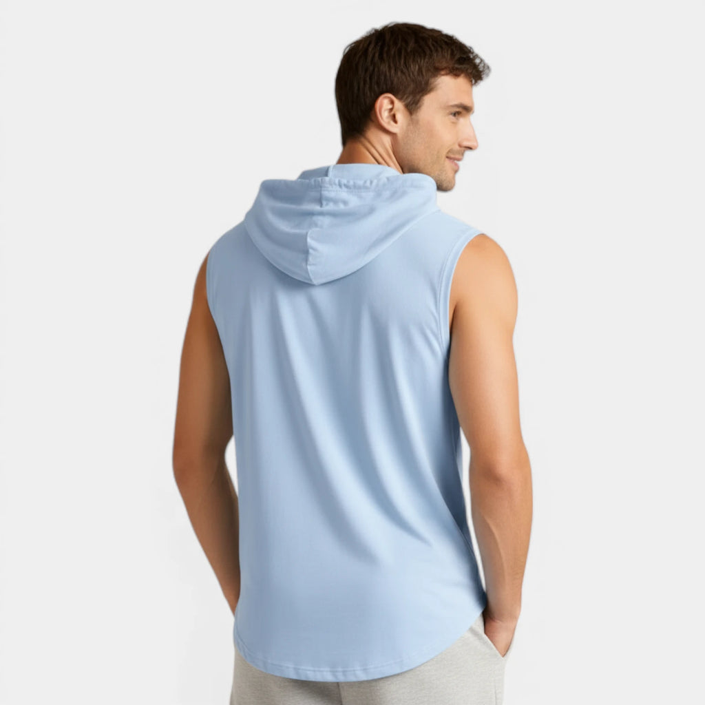 Sleeveless Drawstring Hooded Pullover Relaxed Fit for Men