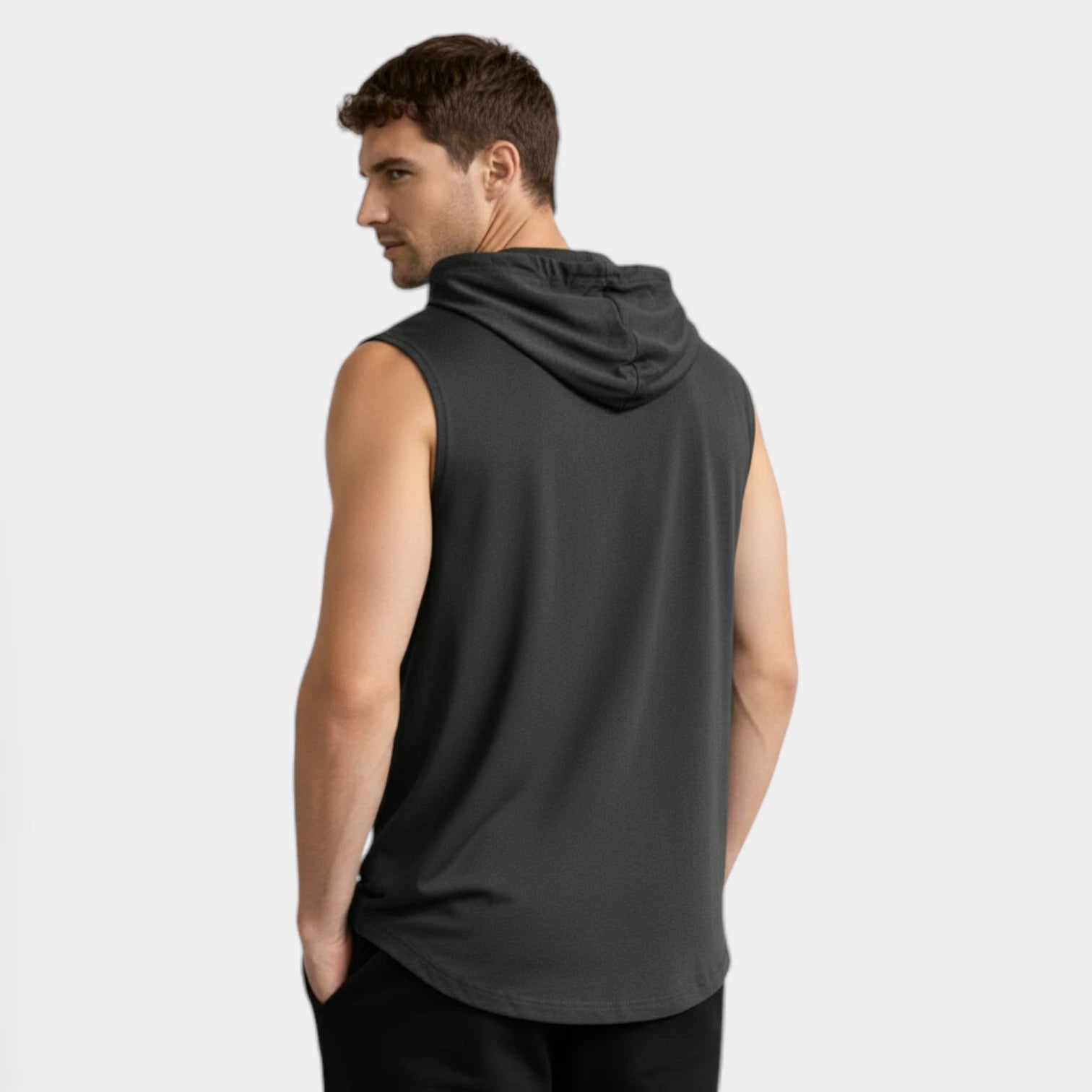 Sleeveless Drawstring Hooded Pullover Relaxed Fit for Men