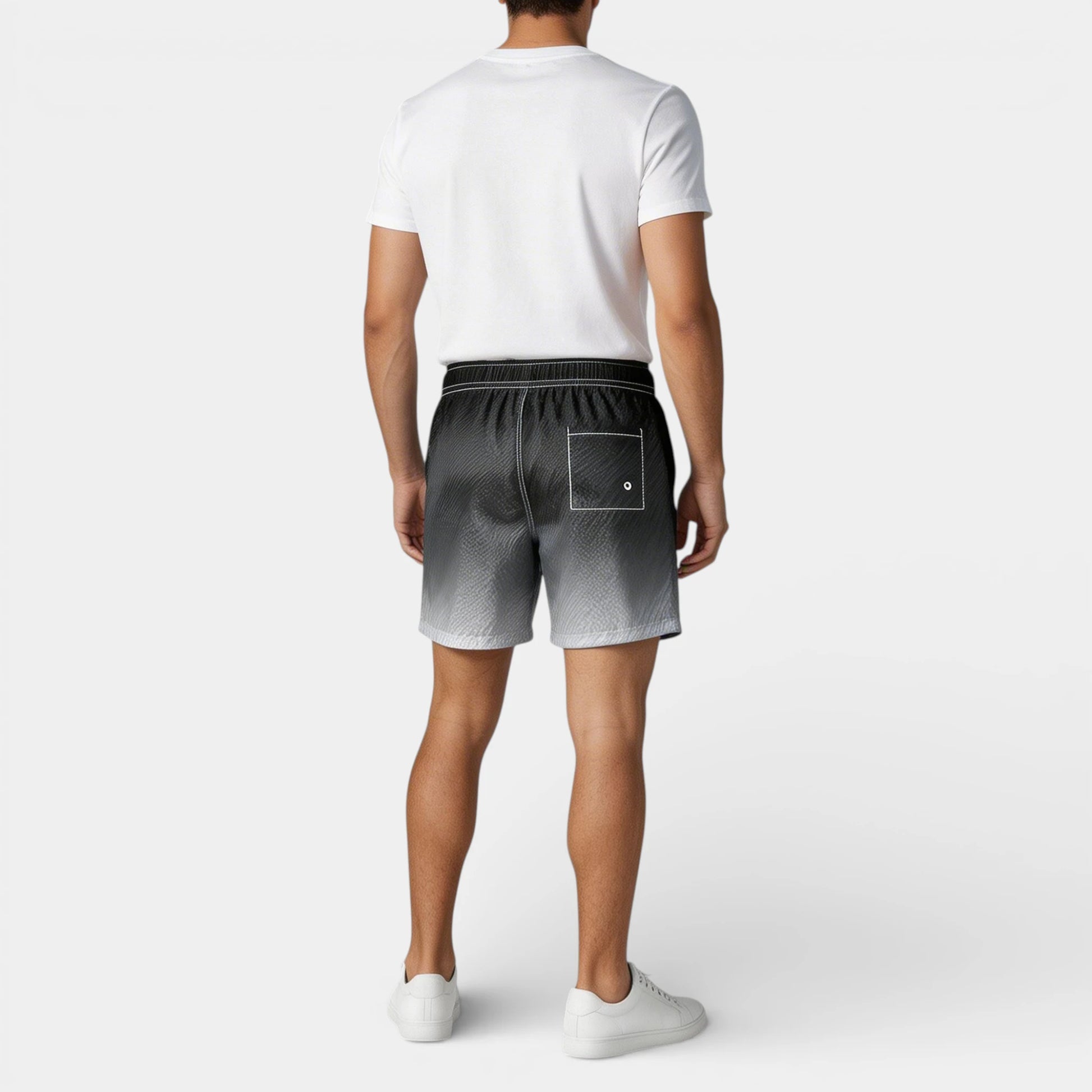 Textured Swim Shorts Elastic Waist Drawstring for Men