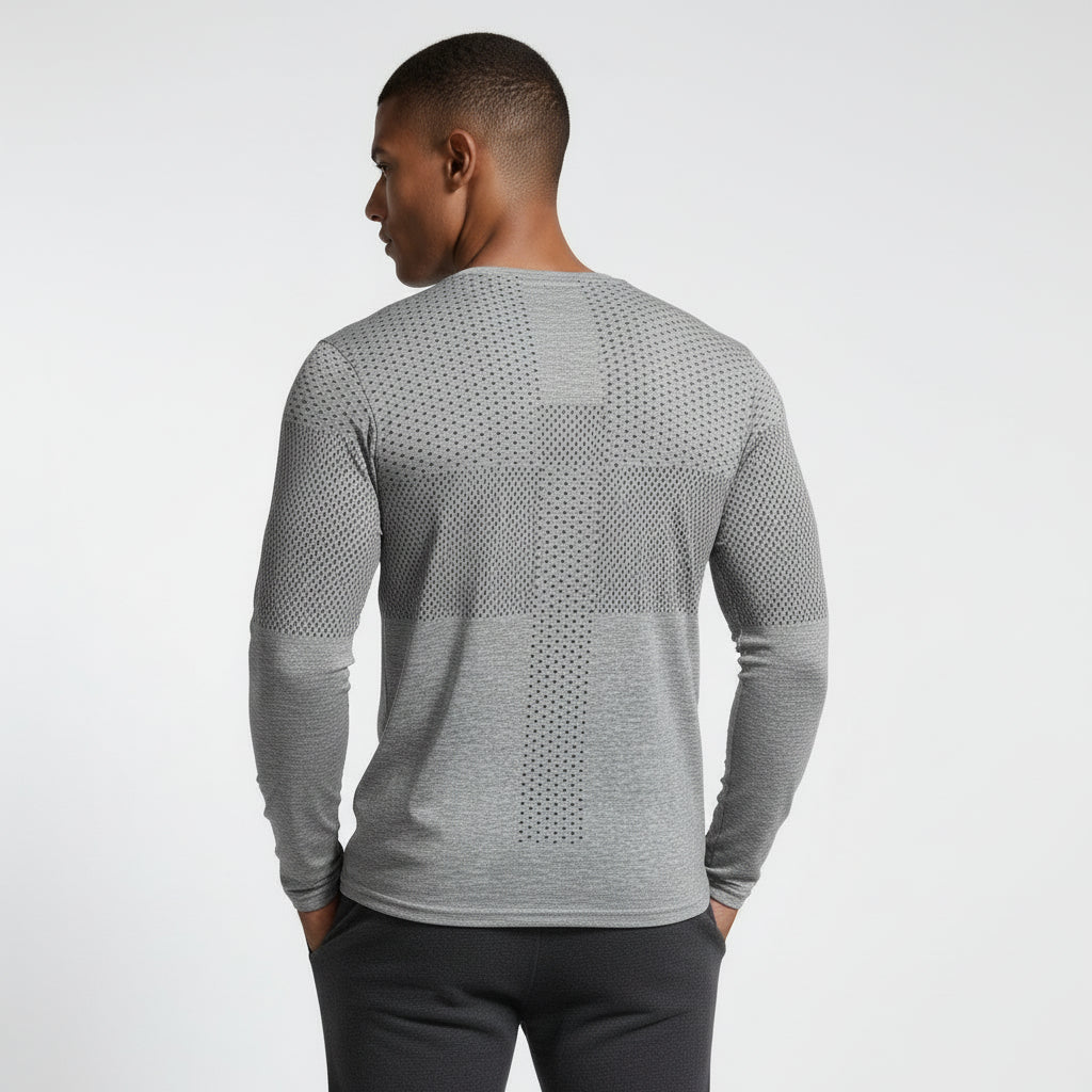 Textured Panel Crew Neck Shirt Regular Fit for Men