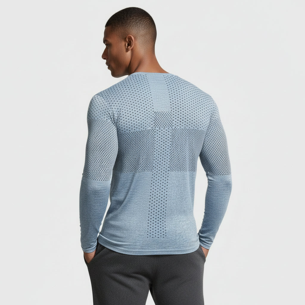 Textured Panel Crew Neck Shirt Regular Fit for Men
