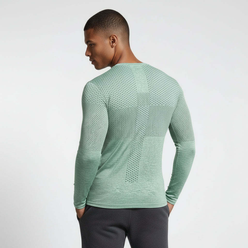 Textured Panel Crew Neck Shirt Regular Fit for Men