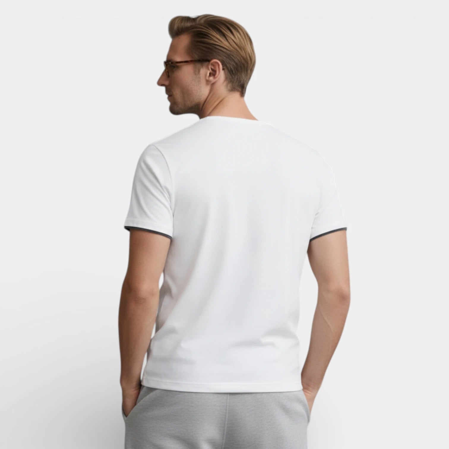 V-Notch Neck Short Sleeve T-Shirt Regular Fit for Men