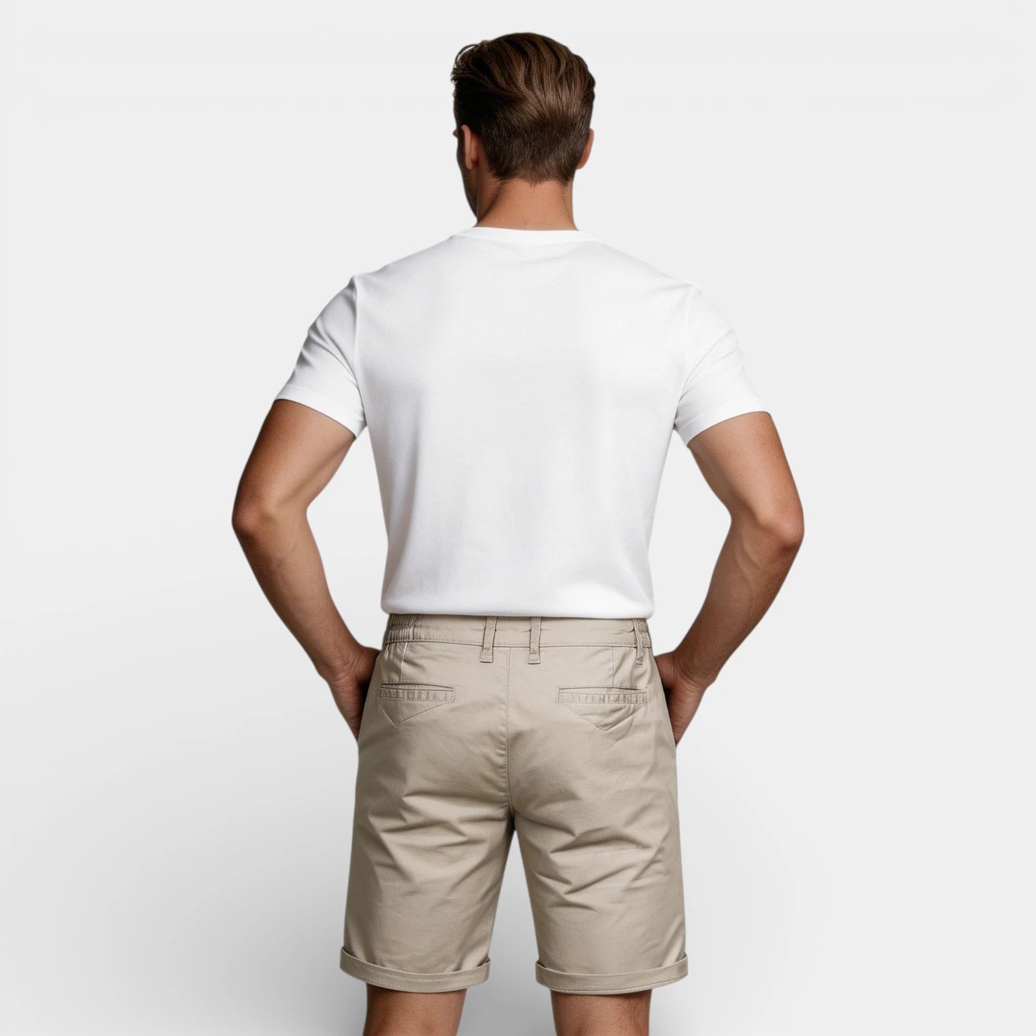 Chino Shorts Straight Fit Flat Front for Men