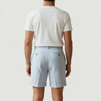 Pleated Shorts Striped Texture Side Adjuster Relaxed Fit for Men
