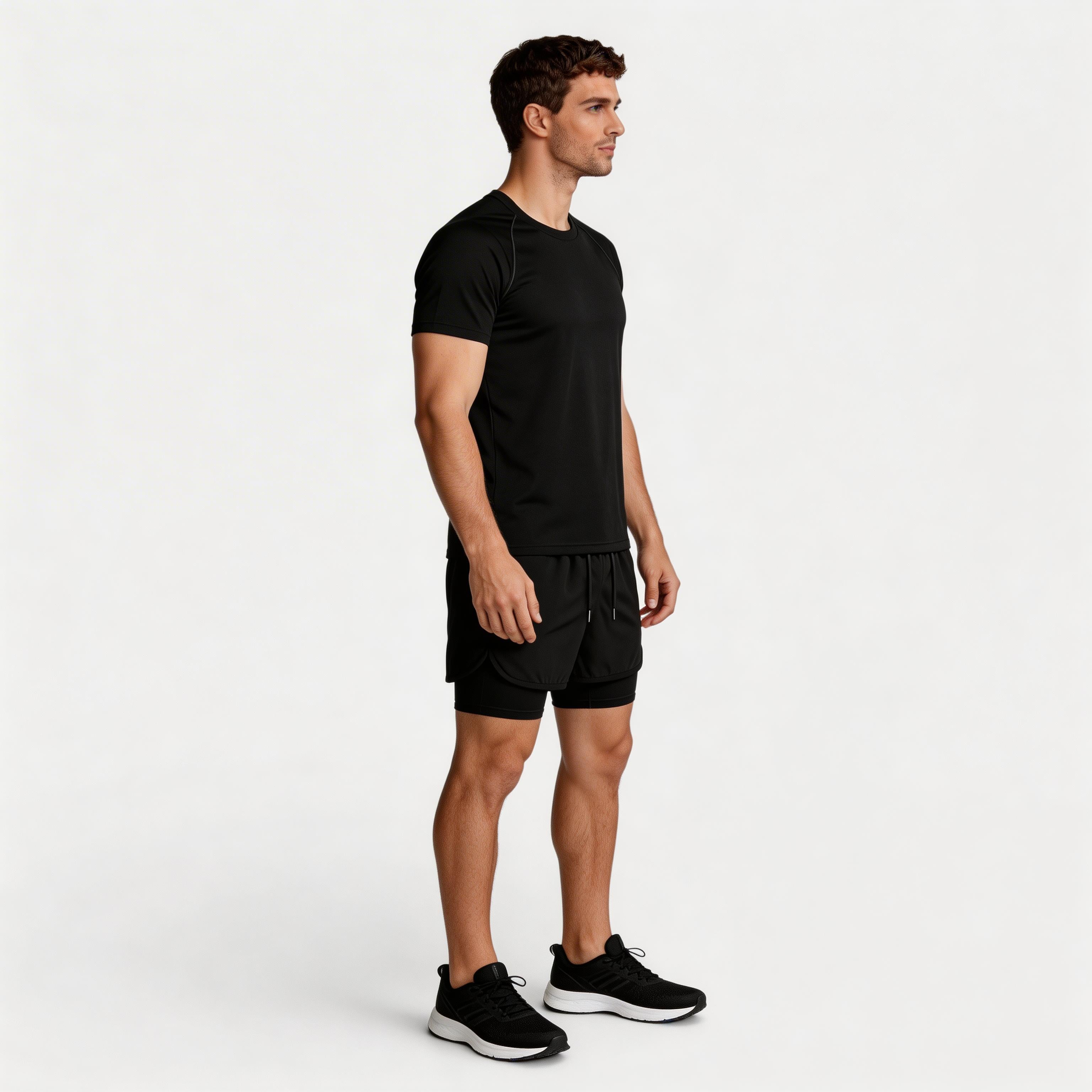 Athletic T-Shirt Drawstring Shorts Two-Piece Set for Men