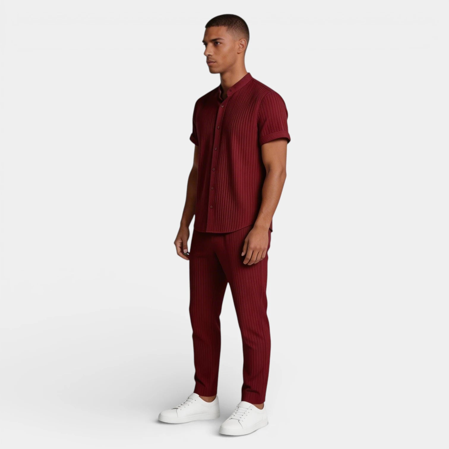 Button-Up Shirt Straight Leg Pants Two-Piece Set for Men