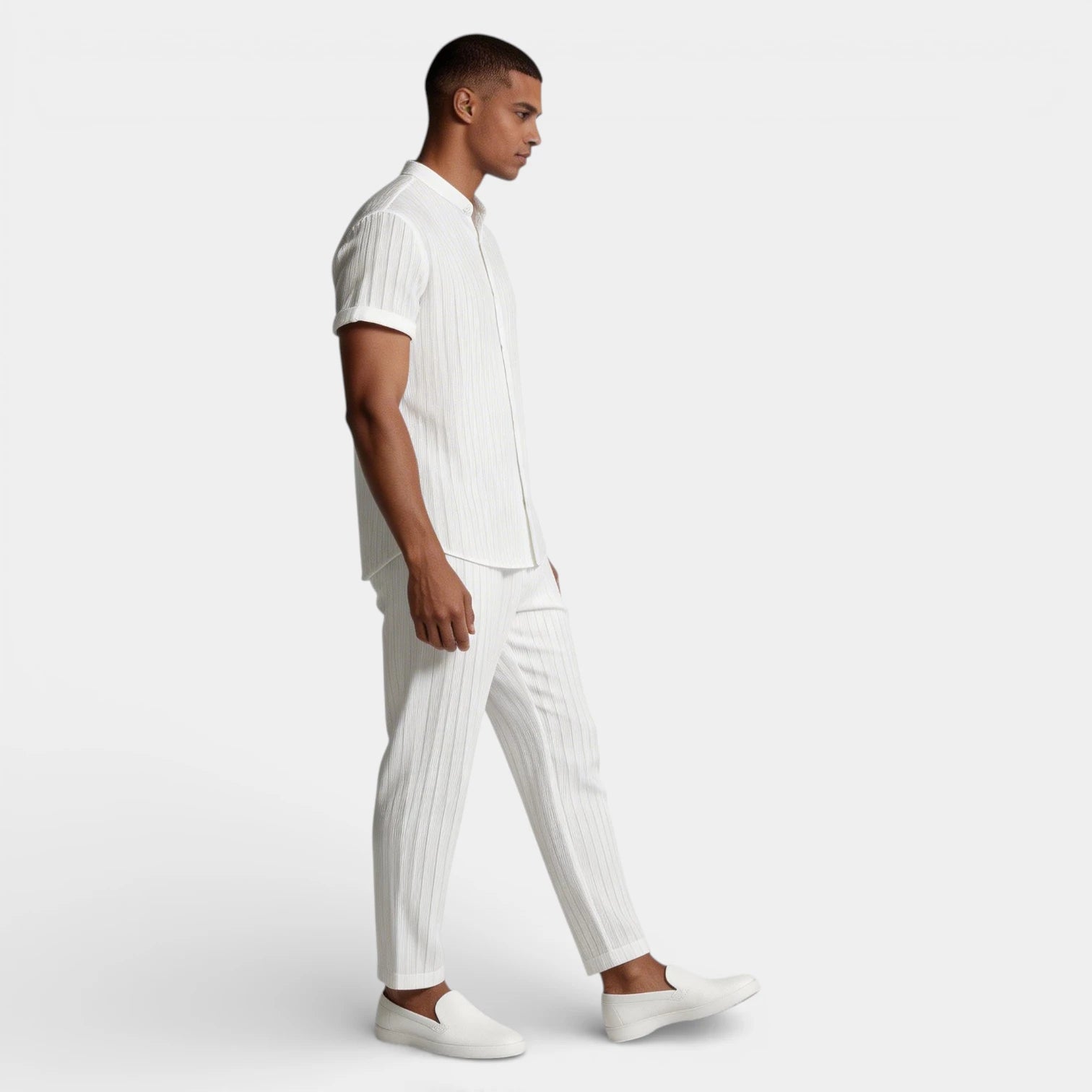 Button-Up Shirt Straight Leg Pants Two-Piece Set for Men