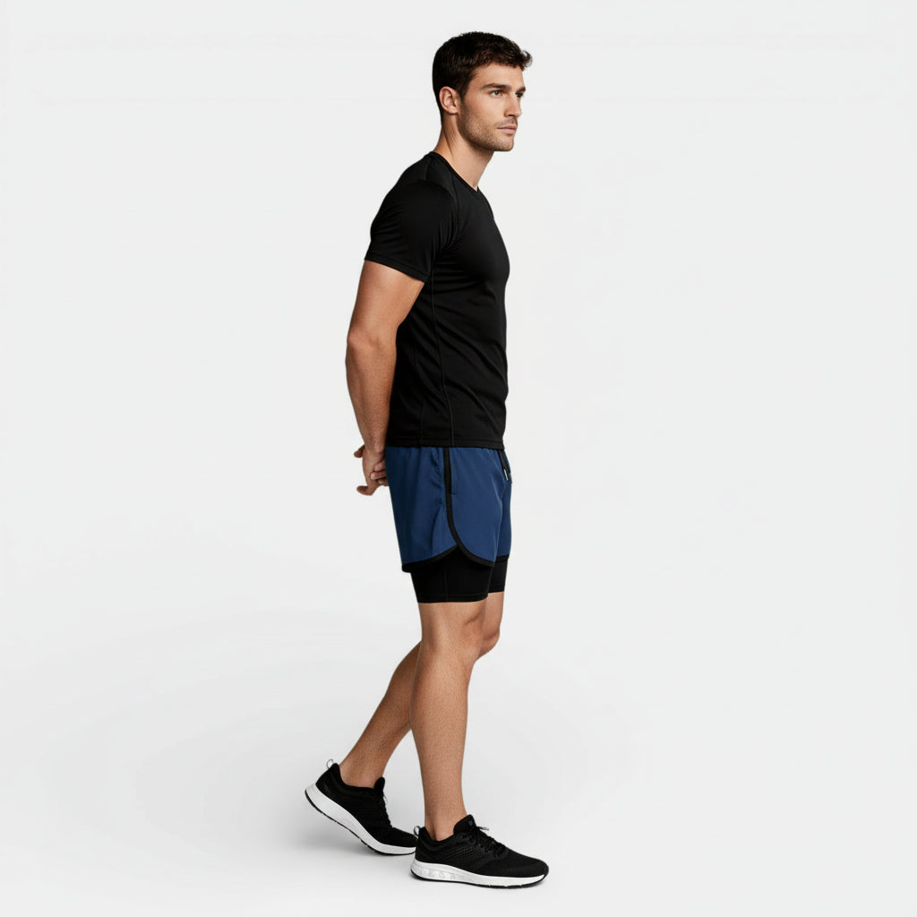 Athletic T-Shirt Drawstring Shorts Two-Piece Set for Men