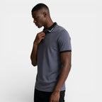Short Sleeve Polo Shirt Contrast Trim Button-Up for Men