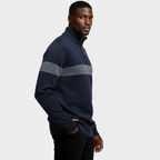 Quarter-Zip Knit Sweater Contrast Stripe Regular Fit for Men