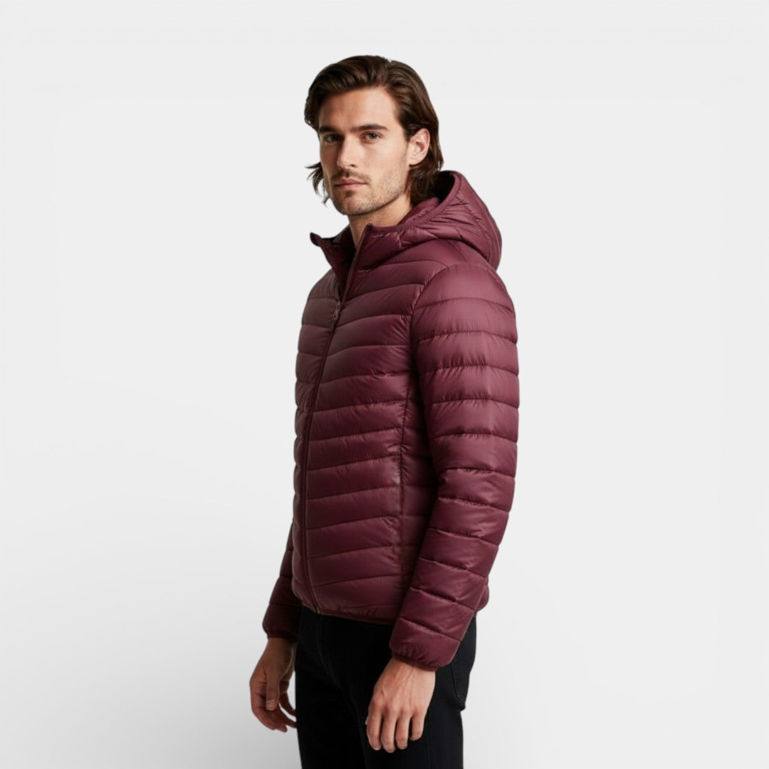 Hooded Quilted Puffer Jacket Lightweight Regular Fit for Men